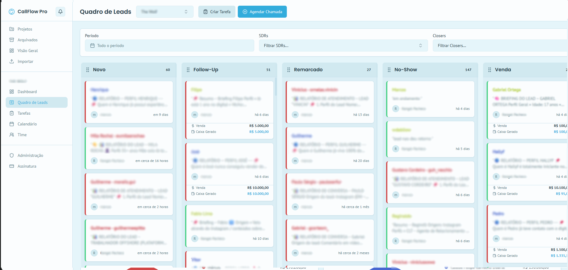 Quadro de Leads - Kanban de vendas